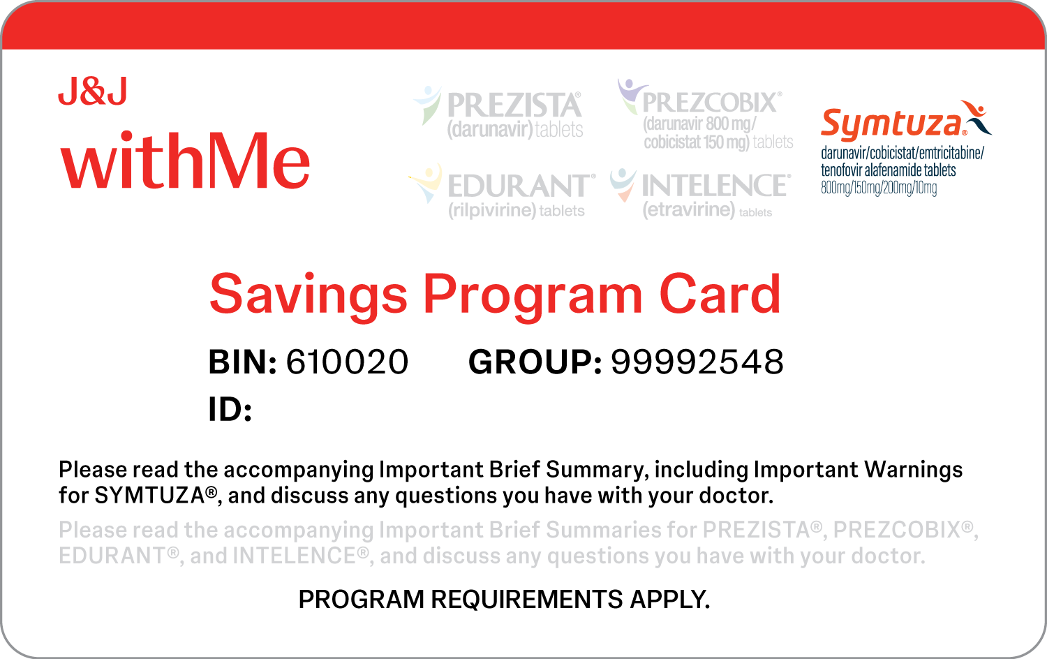 Janssen CarePath Savings Program card for SYMTUZA®